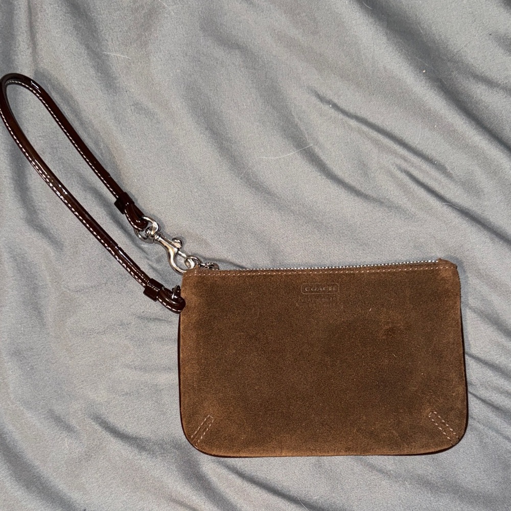 Coach suede/patent leather wristlet-small